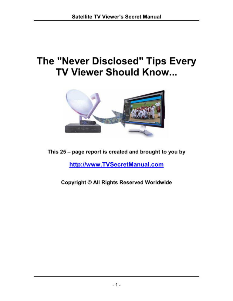 Satellite TV Viewer’s Secret Manual (Volume 1) PDF Download – Unknown Author