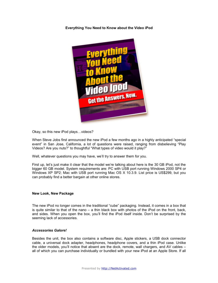 Everything You Need to Know About the Video iPod PDF Download – Unknown Author