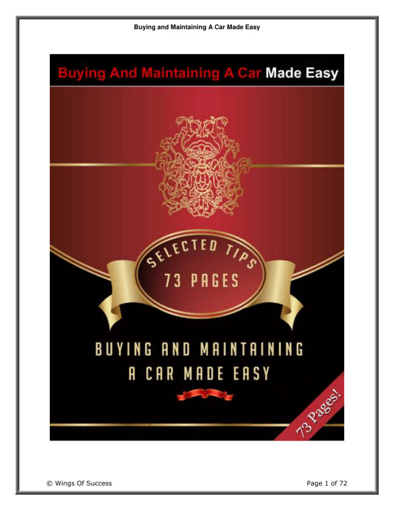 Buying and Maintaining a Car Made Easy PDF Download – Unknown Author