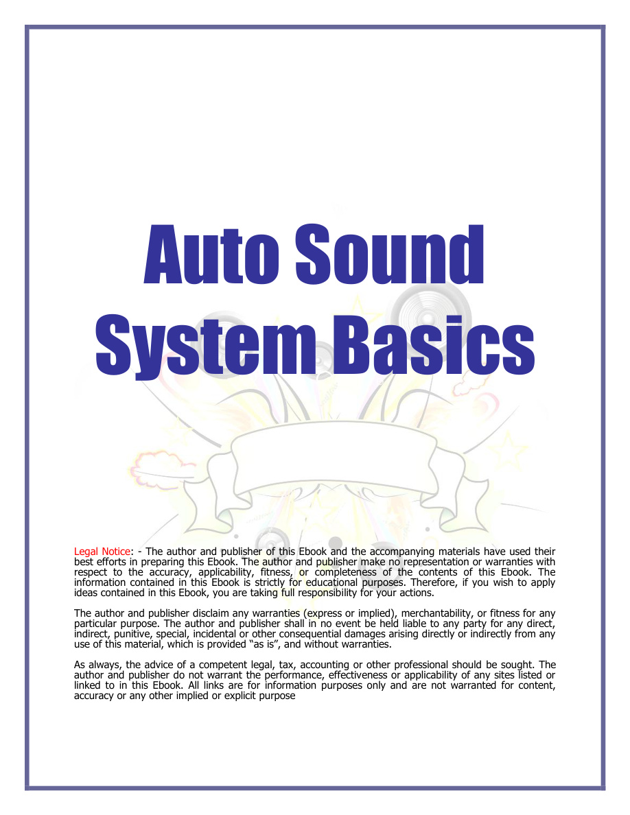 Auto Sound System Basics PDF Download