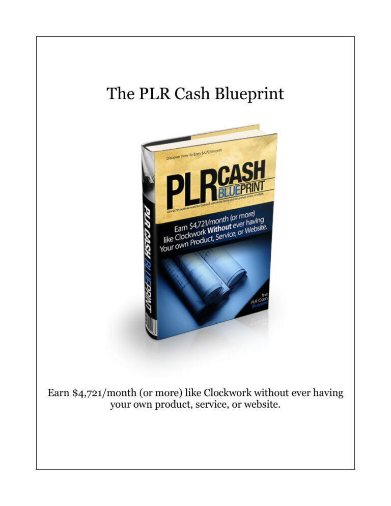 The PLR Cash Blueprint PDF Download – Unknown Author
