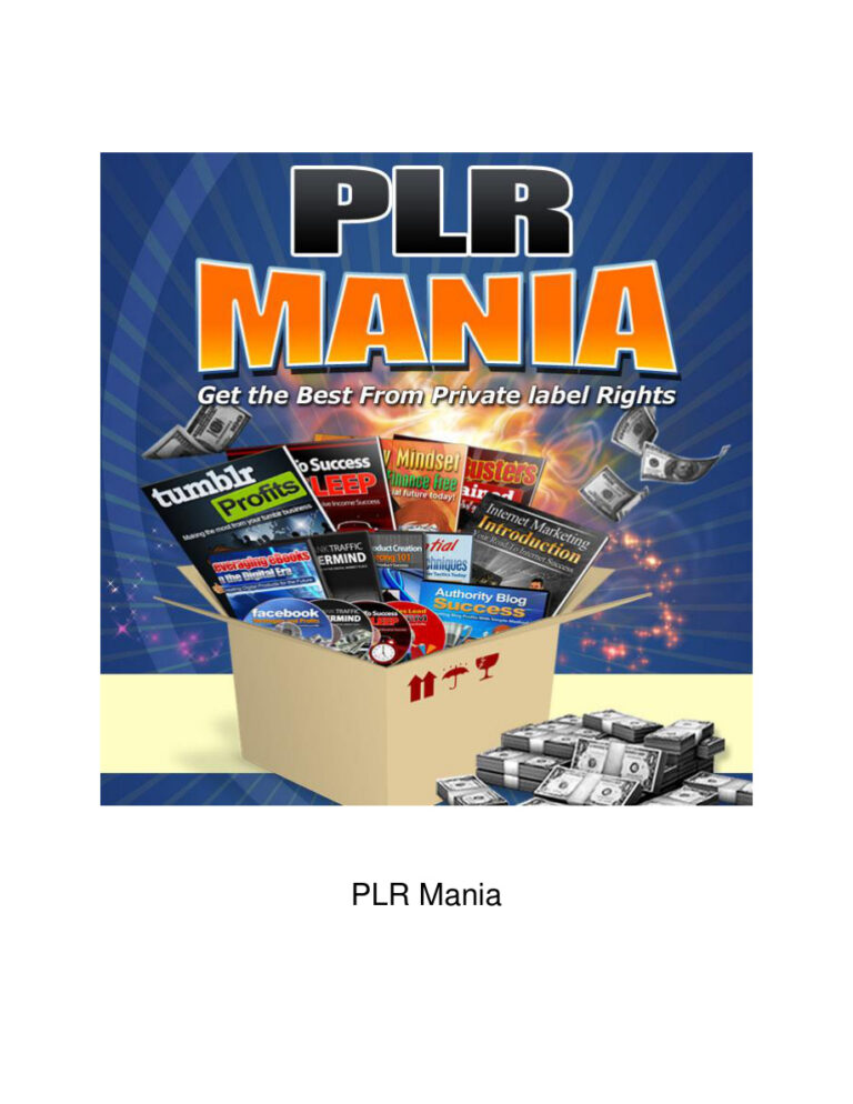 PLR Mania: Get the Best from Private Label Right PDF Download – Unknown Author