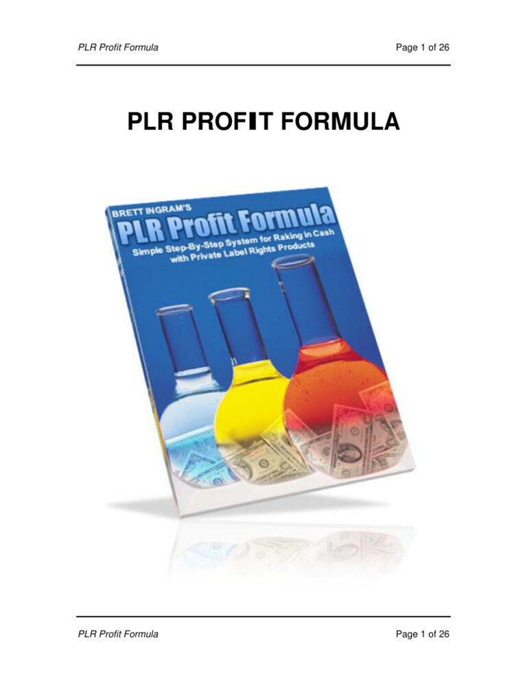 PLR Profit Formula PDF Download – Unknown Author