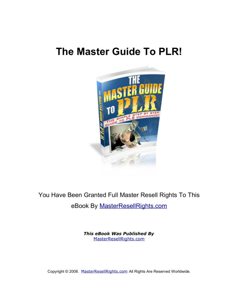 The Master Guide to PLR PDF Download – Unknown Author
