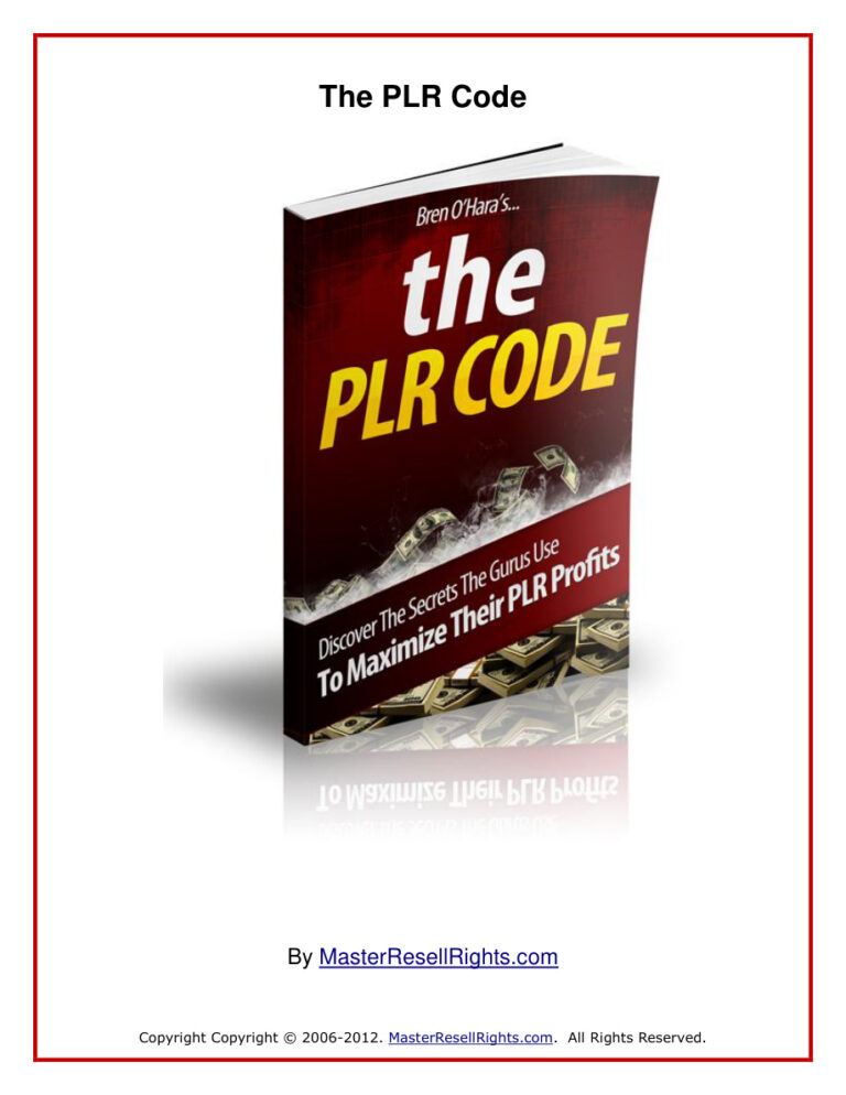 The PLR Code PDF Download – Unknown Author