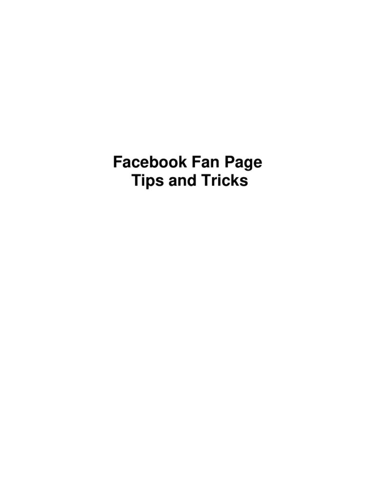 Facebook Fan Page Tips and Tricks PDF Download – Unknown Author