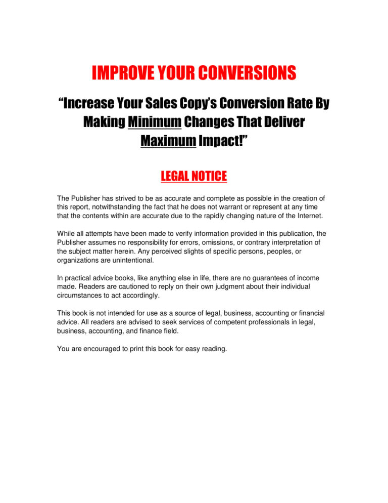 Improve Your Conversions PDF Download – Unknown Author