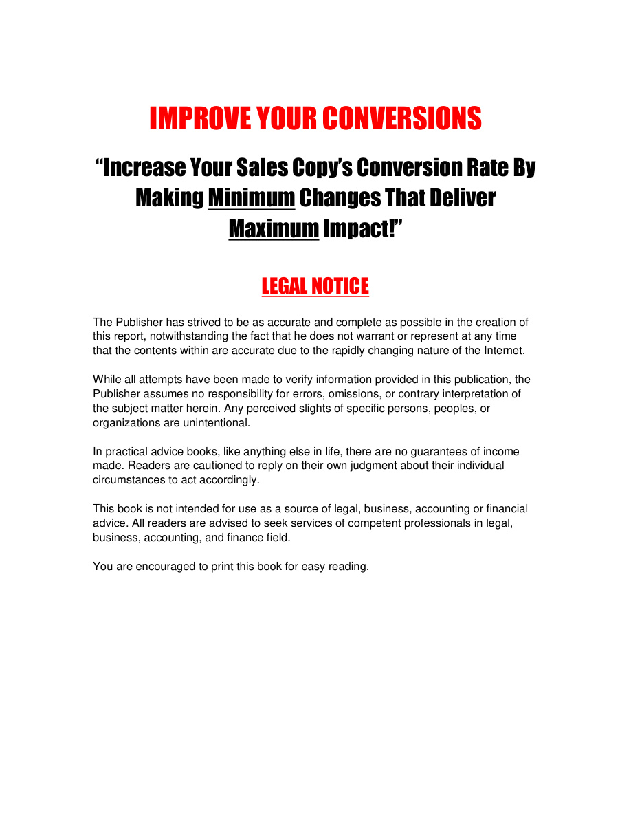 Improve Your Conversions PDF Download