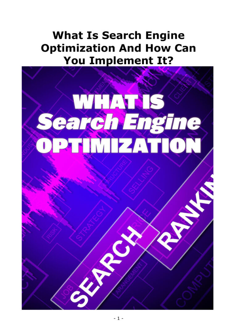 What is Search Engine Optimization and How Can You Implement It? PDF Download – Unknown Author