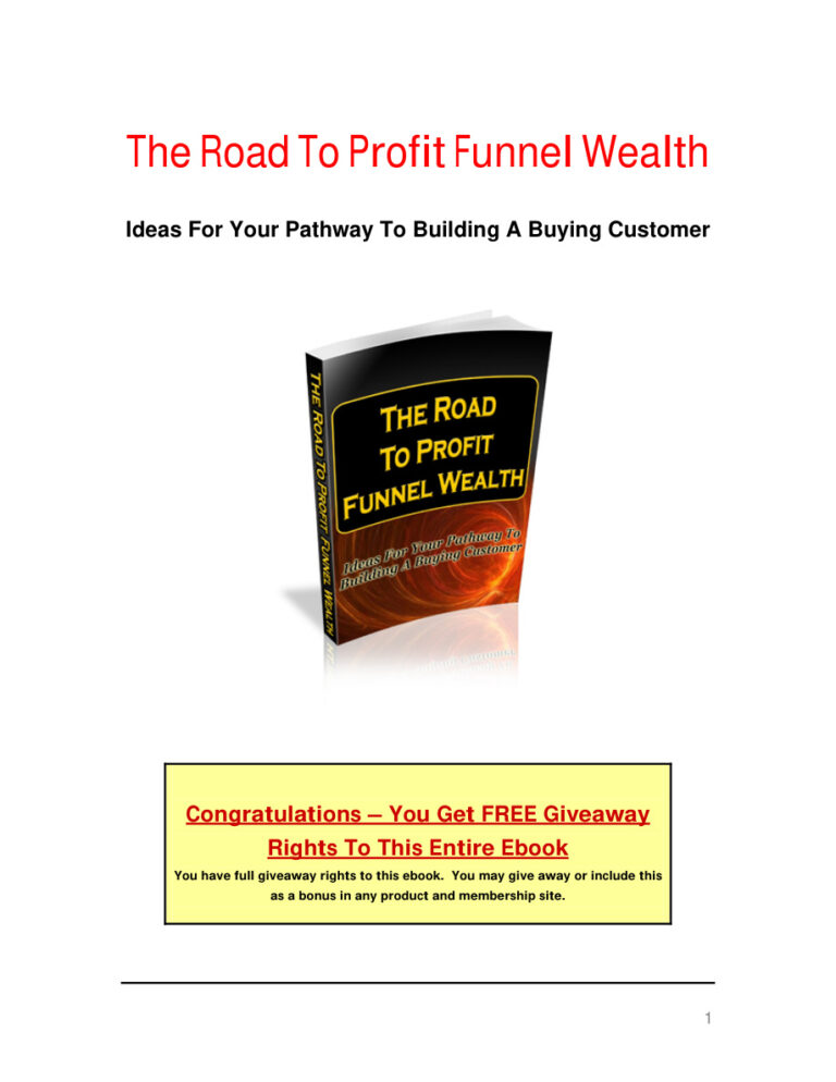 The Road to Profit Funnel PDF Download – Unknown Author