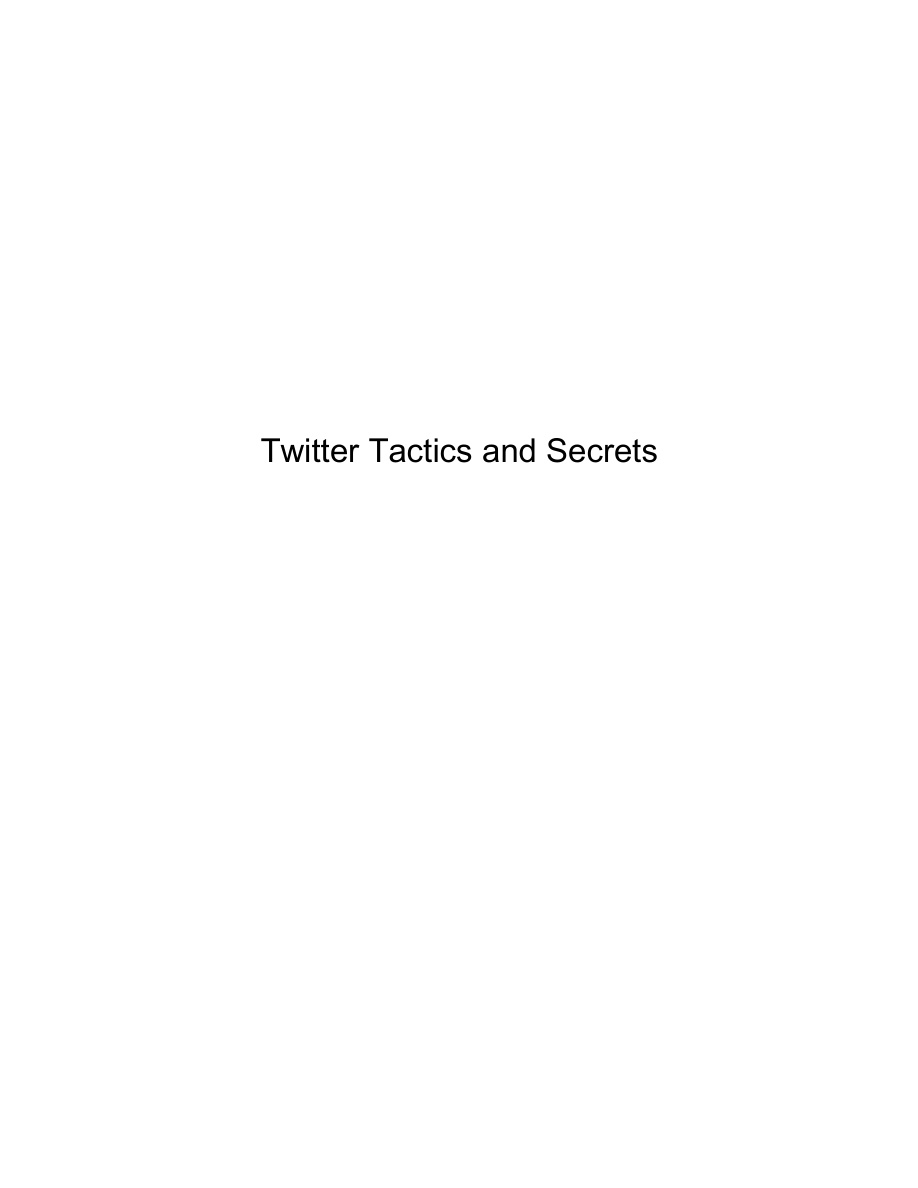 Twitter Tactics and Secrets PDF Download
