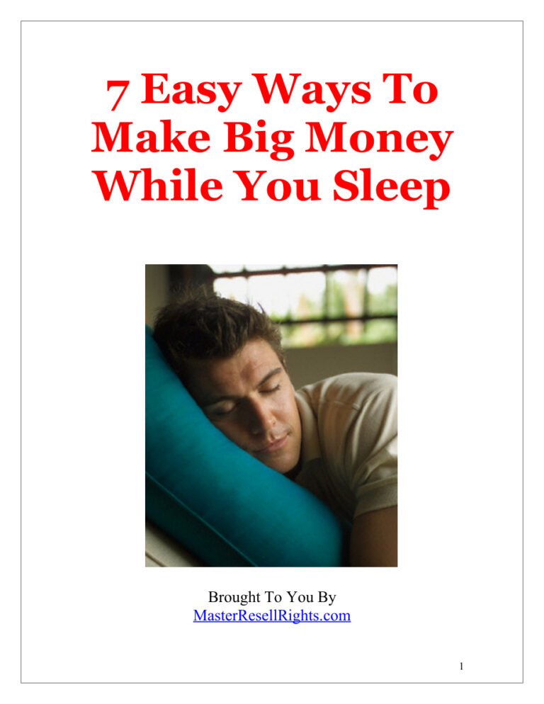 7 Easy Ways to Make Big Money While You Sleep (Volume 1) PDF Download – Unknown Author