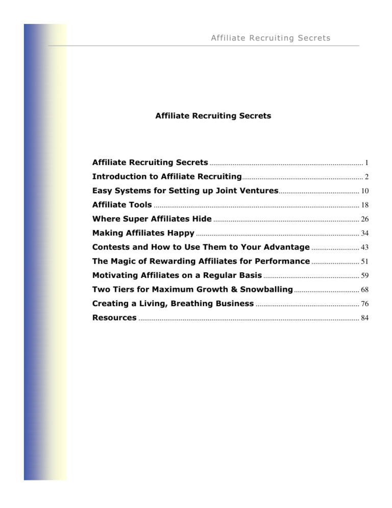 Affiliate Recruiting Secrets PDF Download – Unknown Author