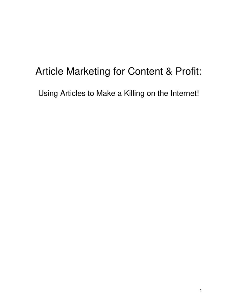 Article Marketing for Content Profit PDF Download – Unknown Author