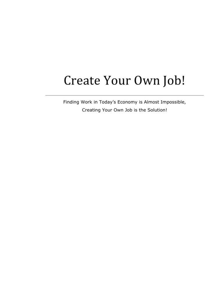 Create Your Own Job PDF Download – Unknown Author