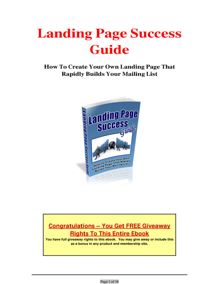 Landing Page Success Guide PDF Download – Unknown Author