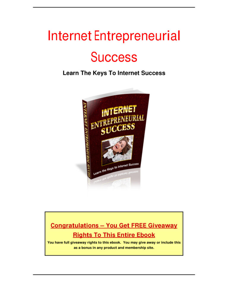 Internet Entrepreneurial Success PDF Download – Unknown Author