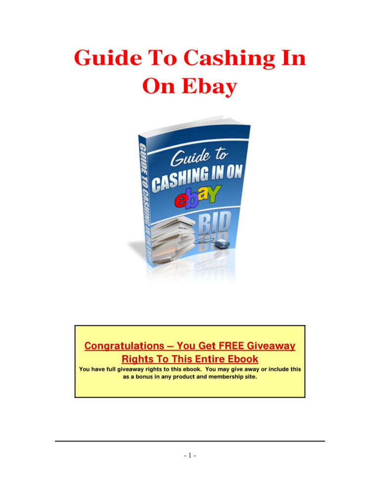 Guide to Cashing in on eBay PDF Download – Unknown Author