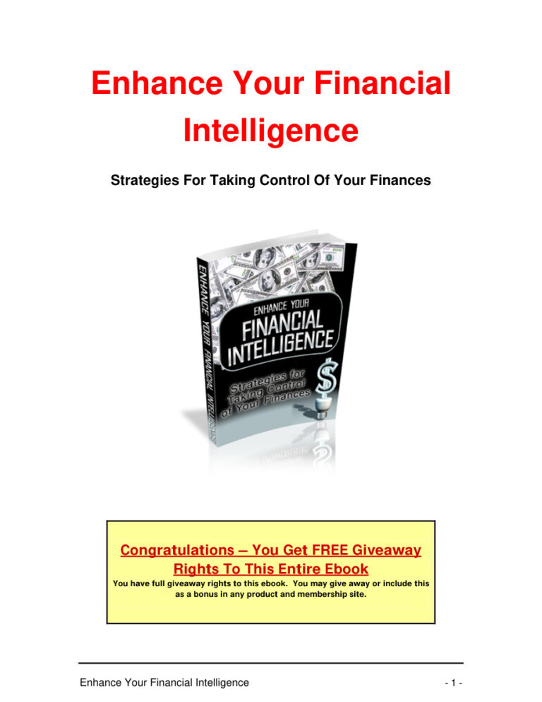 Enhance Your Financial Intelligence PDF Download – Unknown Author