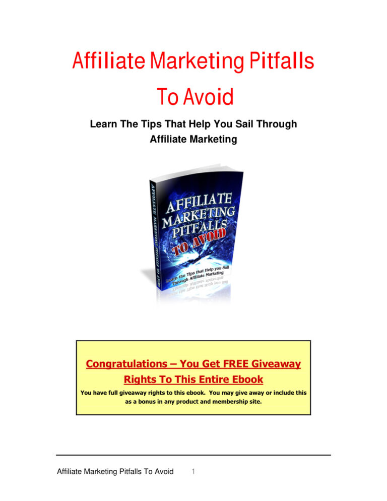 Affiliate Marketing Pitfalls to Avoid PDF Download – Unknown Author