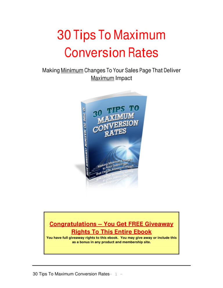 30 Tips to Maximum Conversion Rates PDF Download – Unknown Author