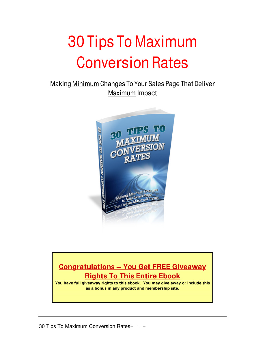 30 Tips to Maximum Conversion Rates PDF Download
