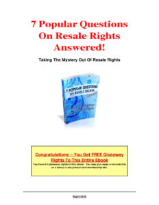6823163722091 7 popular questions on resale rights answered taking the mystery out of resale rights Kitap Kapağı
