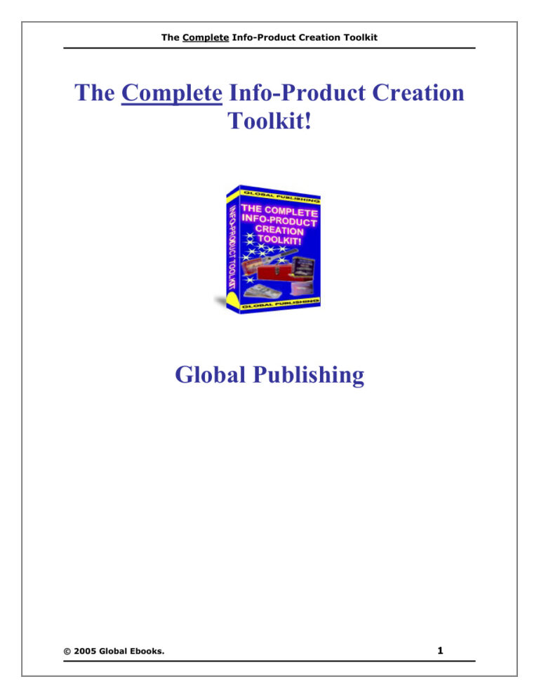 The Complete Info-Product Creation Toolkit PDF Download – Unknown Author