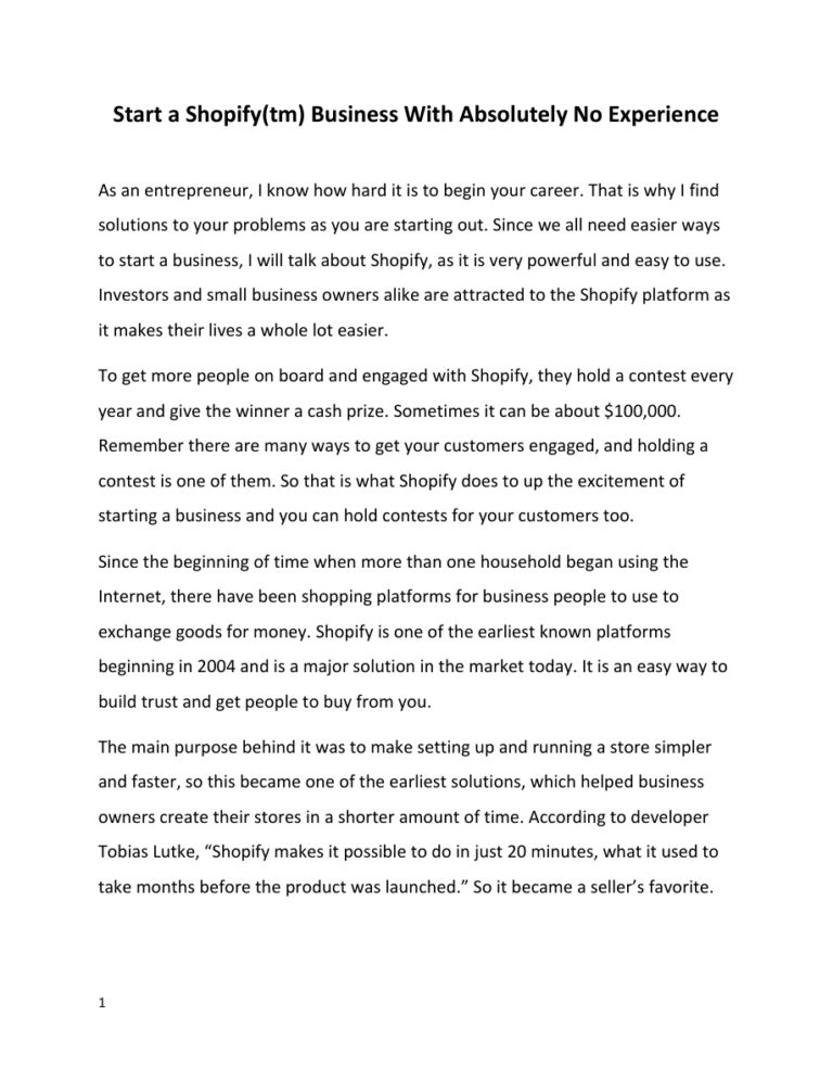 Start a Shopify Business with Absolutely No Experience PDF Download – Unknown Author