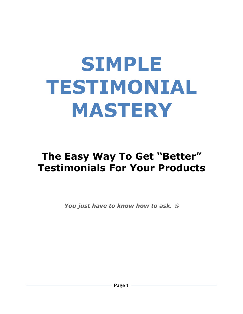 Simple Testimonial Mastery PDF Download