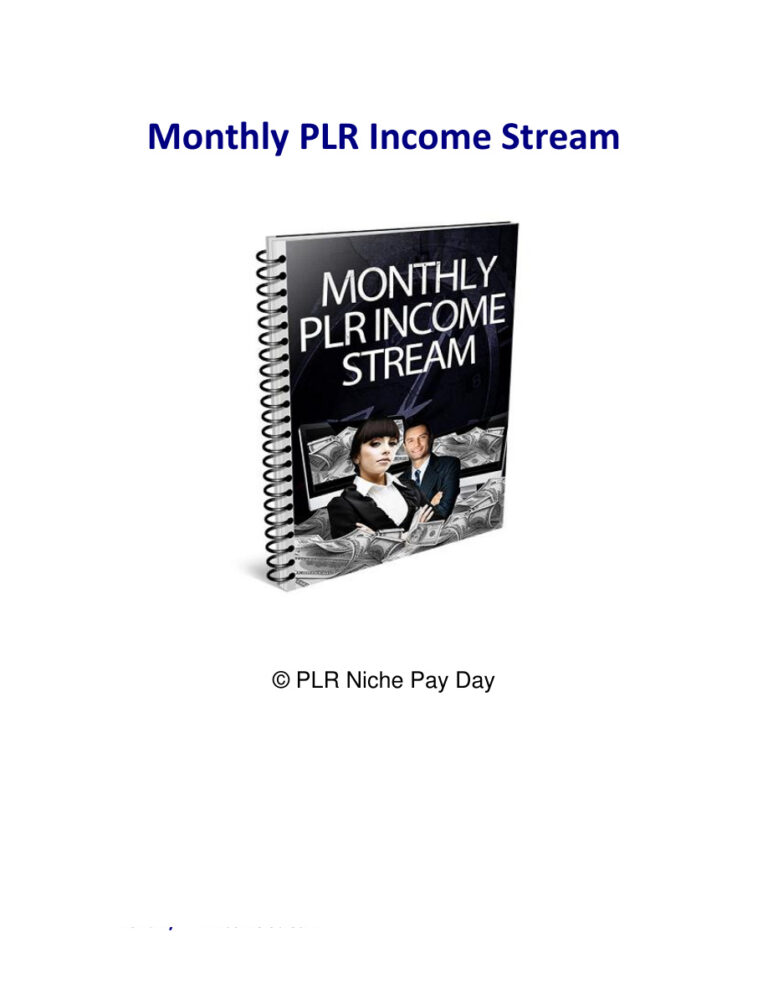 Monthly PLR Income Stream PDF Download – Unknown Author