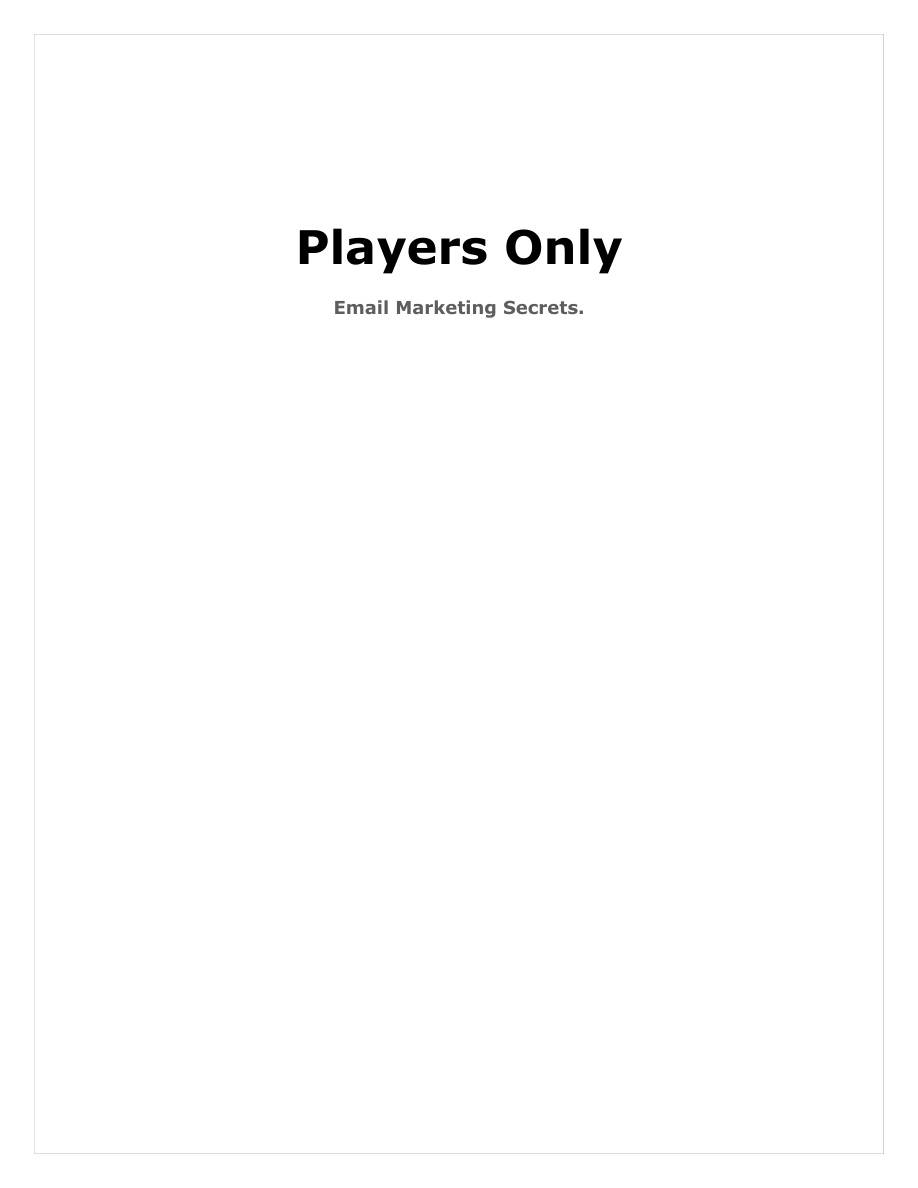 Players Only Email Marketing Secrets PDF Download