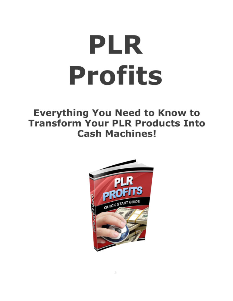 PLR Profits PDF Download – Unknown Author