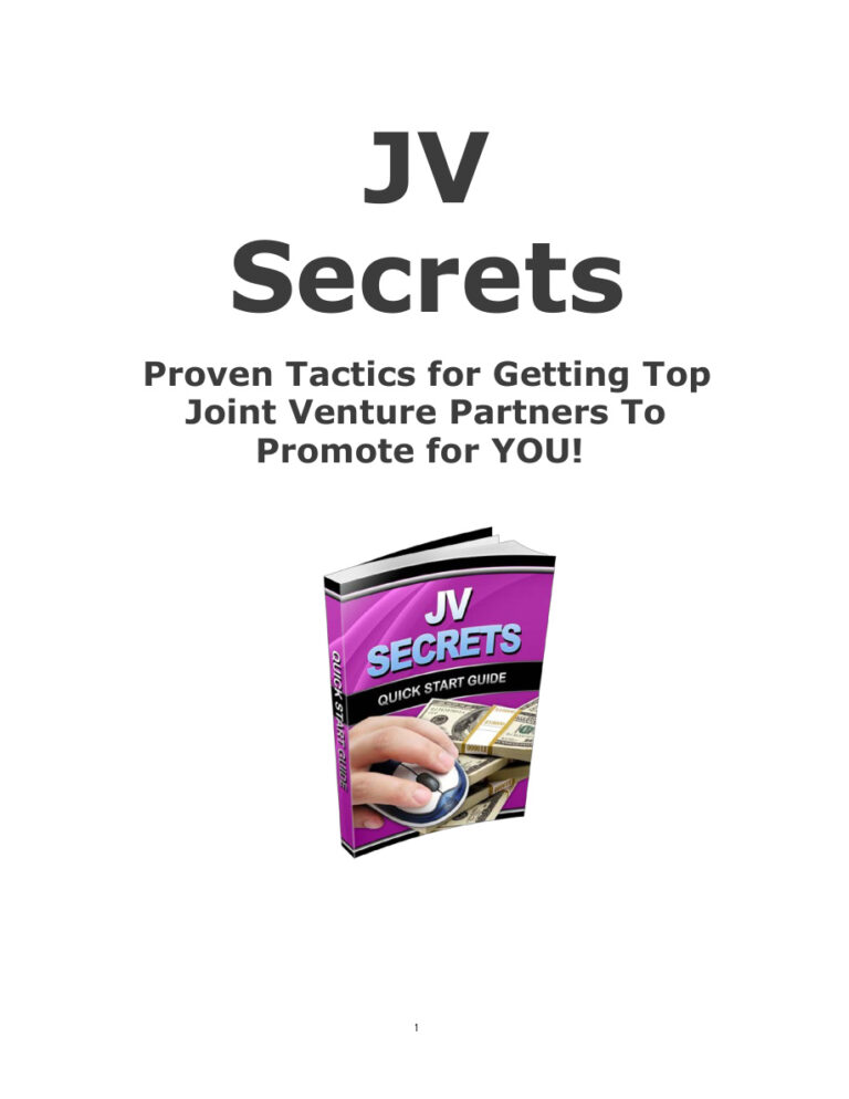 JV Secrets PDF Download – Unknown Author