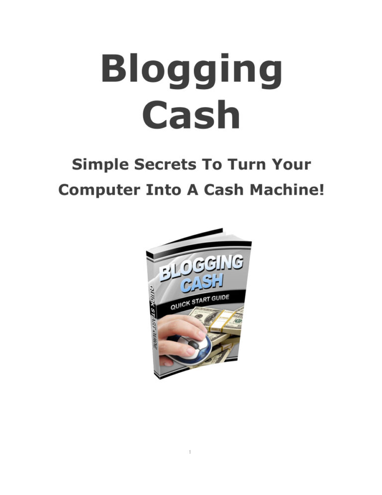 Blogging Cash PDF Download – Unknown Author
