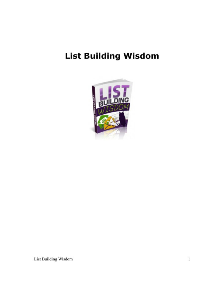 List Building Wisdom PDF Download – Unknown Author