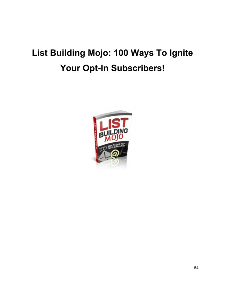 List Building Mojo PDF Download – Unknown Author