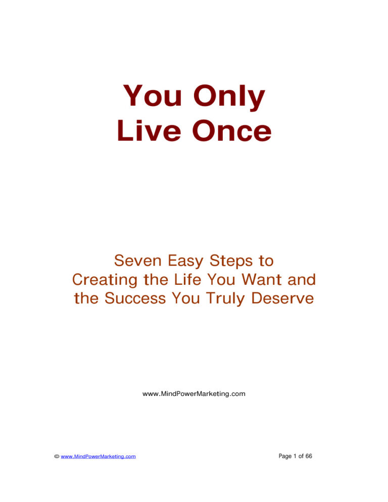 You Only Live Once PDF Download – Unknown Author