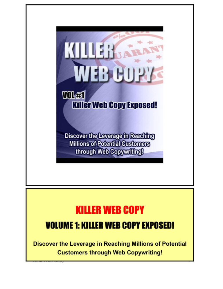 Killer Web Copy (Volume 1) PDF Download – Unknown Author