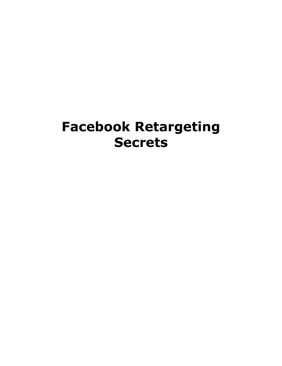 Facebook Retargeting Secrets PDF Download