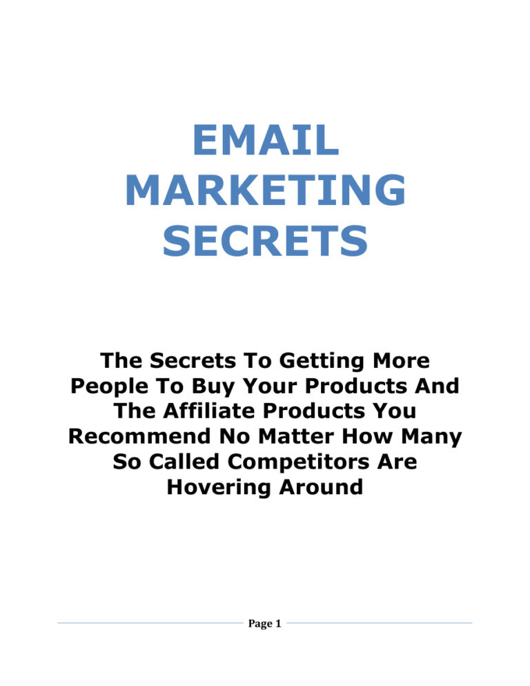 Email Marketing Secrets PDF Download – Unknown Author