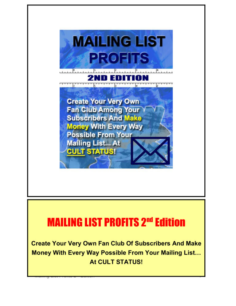 Mailing List Profits (2nd Edition) PDF Download – Unknown Author