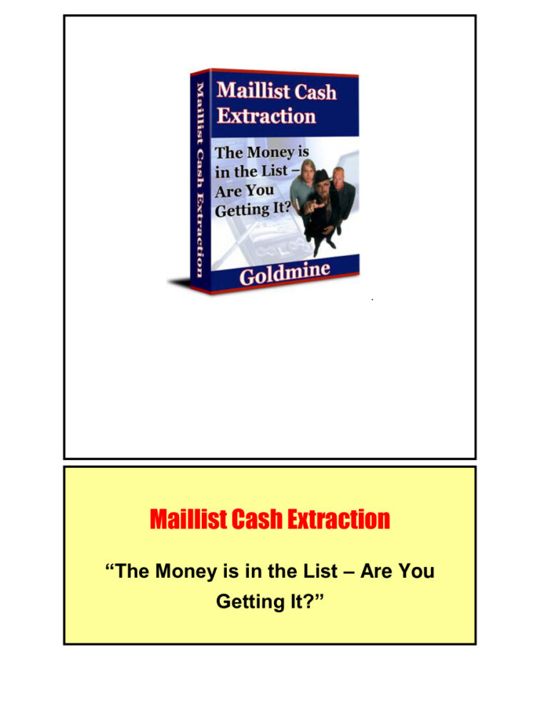 Maillist Cash Extraction PDF Download – Unknown Author