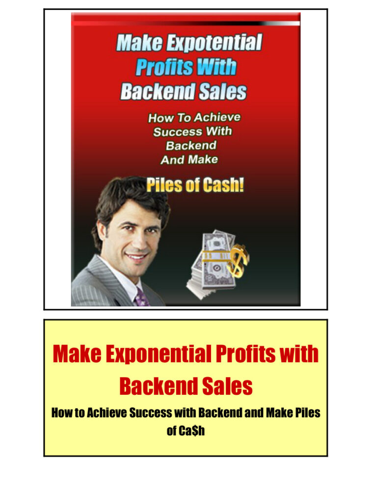 Make Exponential Profits with Backend Sales PDF Download – Unknown Author