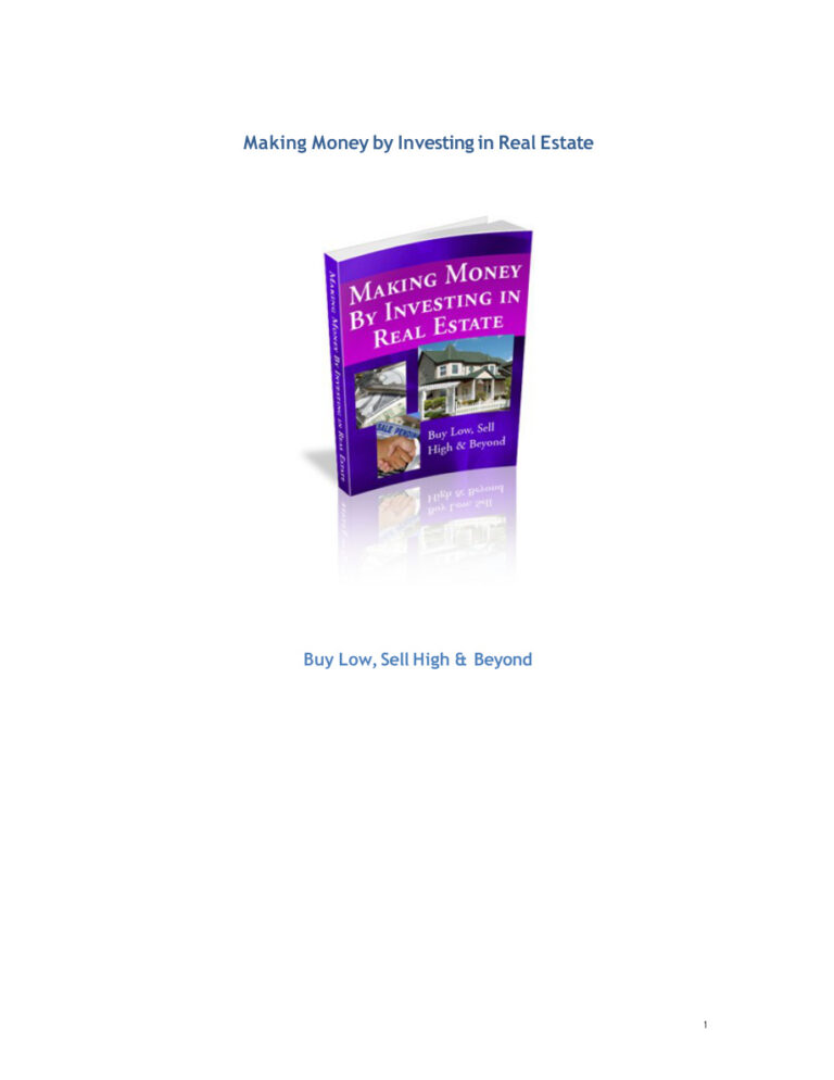 Making Money by Investing in Real Estate PDF Download – Unknown Author