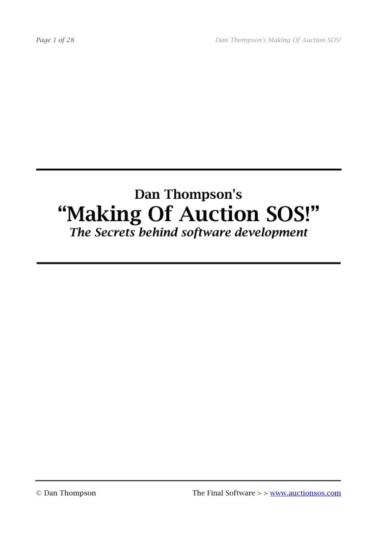Making of Auction SOS PDF Download – Unknown Author