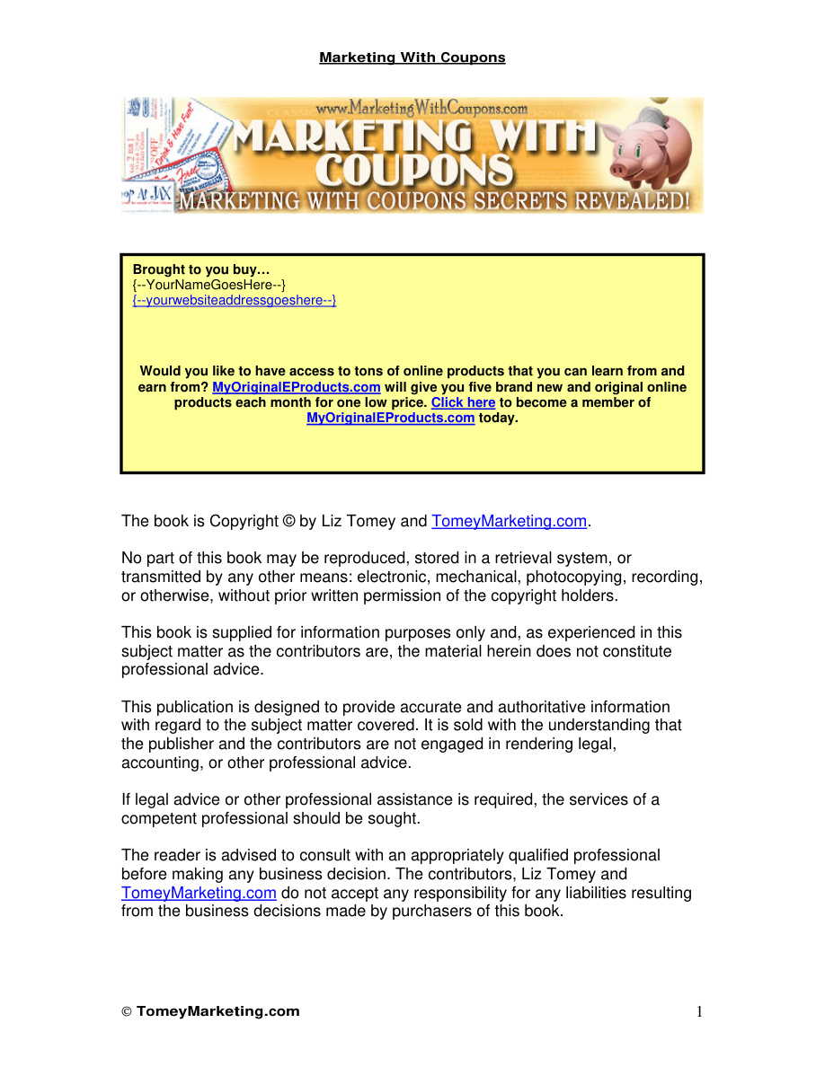 Marketing with Coupons PDF Download
