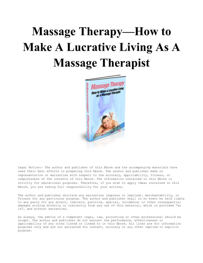 Massage Therapy PDF Download – Unknown Author