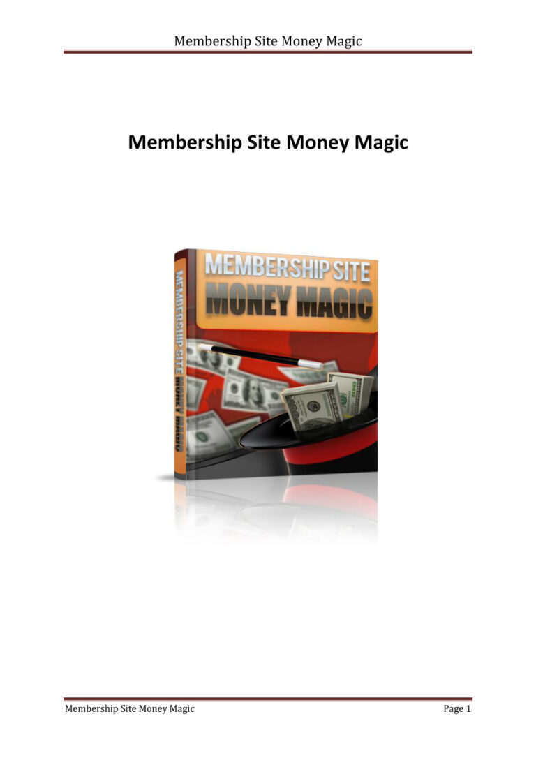Membership Site Money Magic PDF Download – Unknown Author