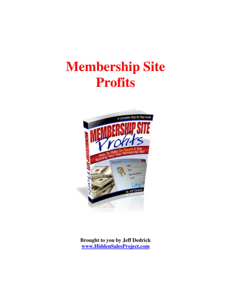 Membership Site Profits PDF Download – Unknown Author